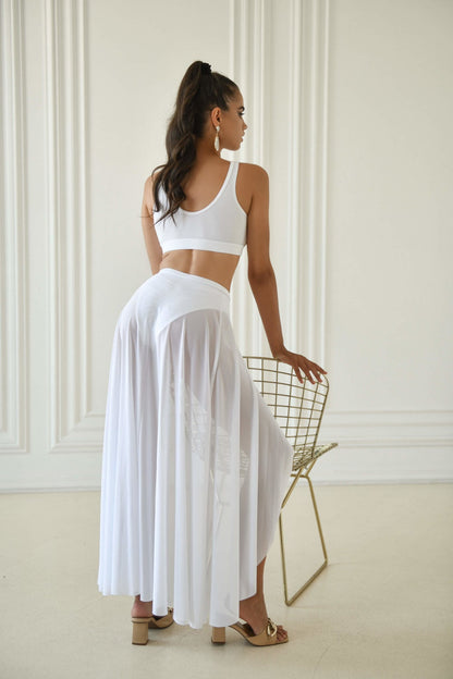 OKSA Nerfertiti Dance Flow Skirt - White - Aphrodite Active