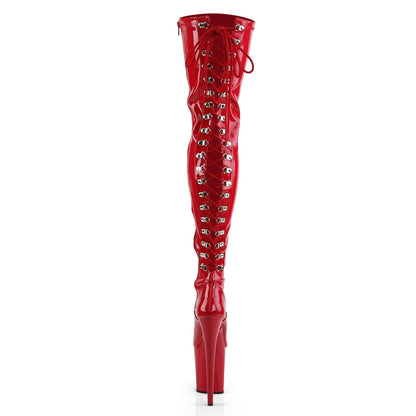 Pleaser Shoes FLAMINGO-3063 | 8 INCH Pleaser Thigh High Boot - Patent Red - Aphrodite Active