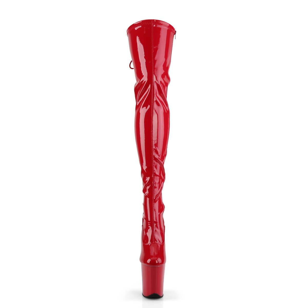 Pleaser Shoes FLAMINGO-3063 | 8 INCH Pleaser Thigh High Boot - Patent Red - Aphrodite Active