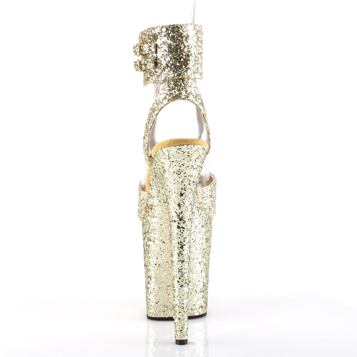 Pleaser Shoes FLAMINGO-891LG | 8 INCH Gold Glitter Platform Heel - Aphrodite Active